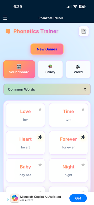 Phonetics Trainer Study Sounds Screenshot 1 of 8