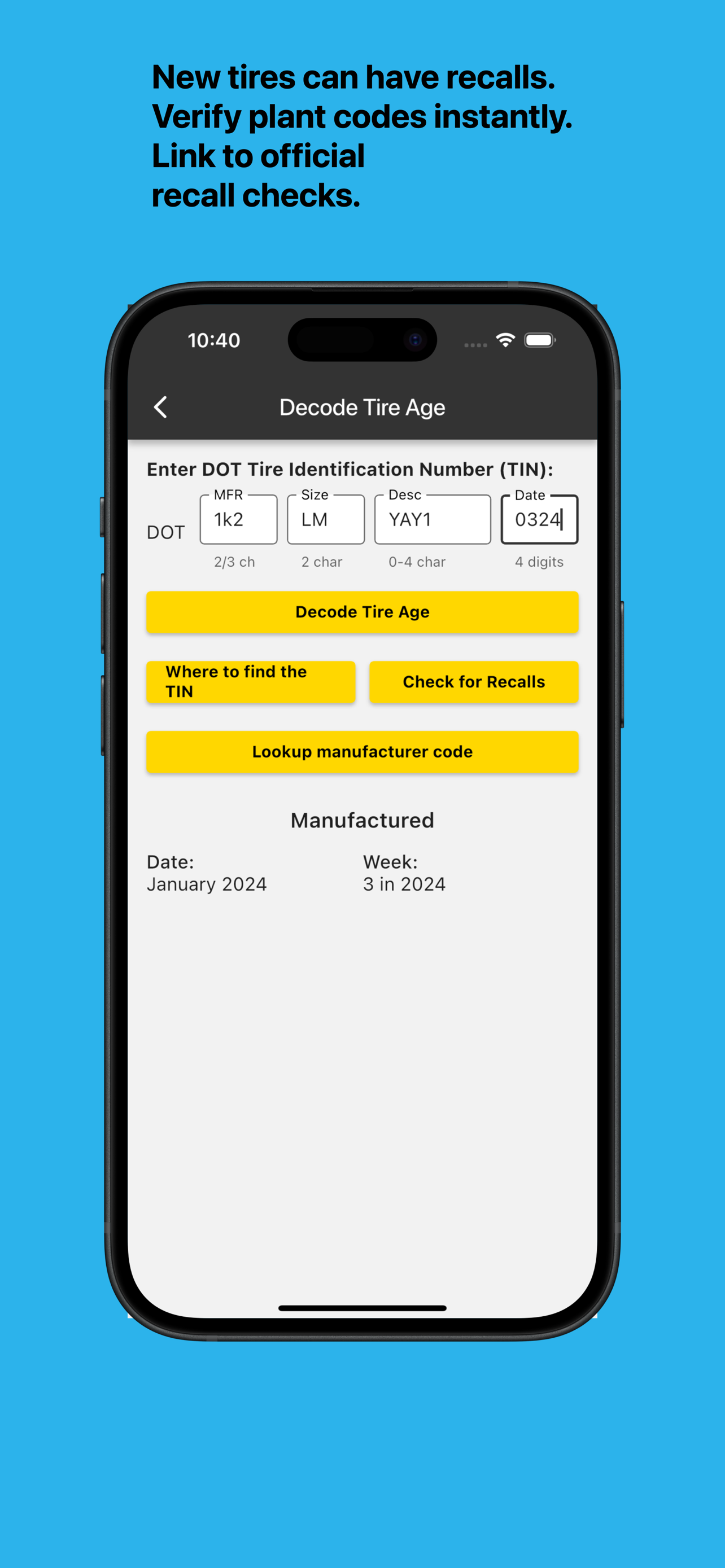 Tiretime: DOT Tire Date Code screenshot 3