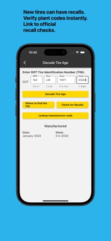 Tiretime: DOT Tire Date Code screenshot