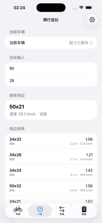 骑行齿比踏频计算器2026 的 App Store 截图 3