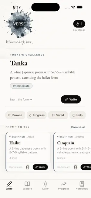 Verse - Poetry Writing App screenshot 1