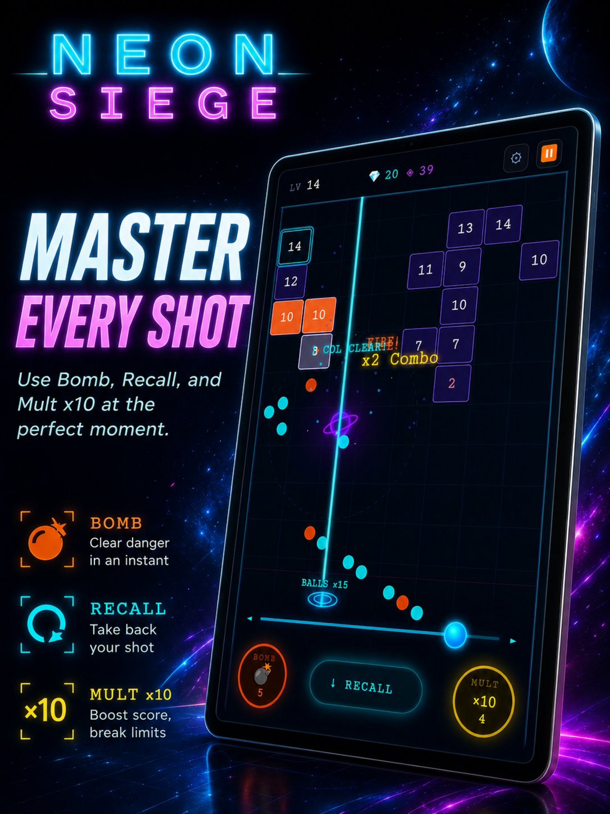 Neon Siege: Brick Breaker screenshot 9