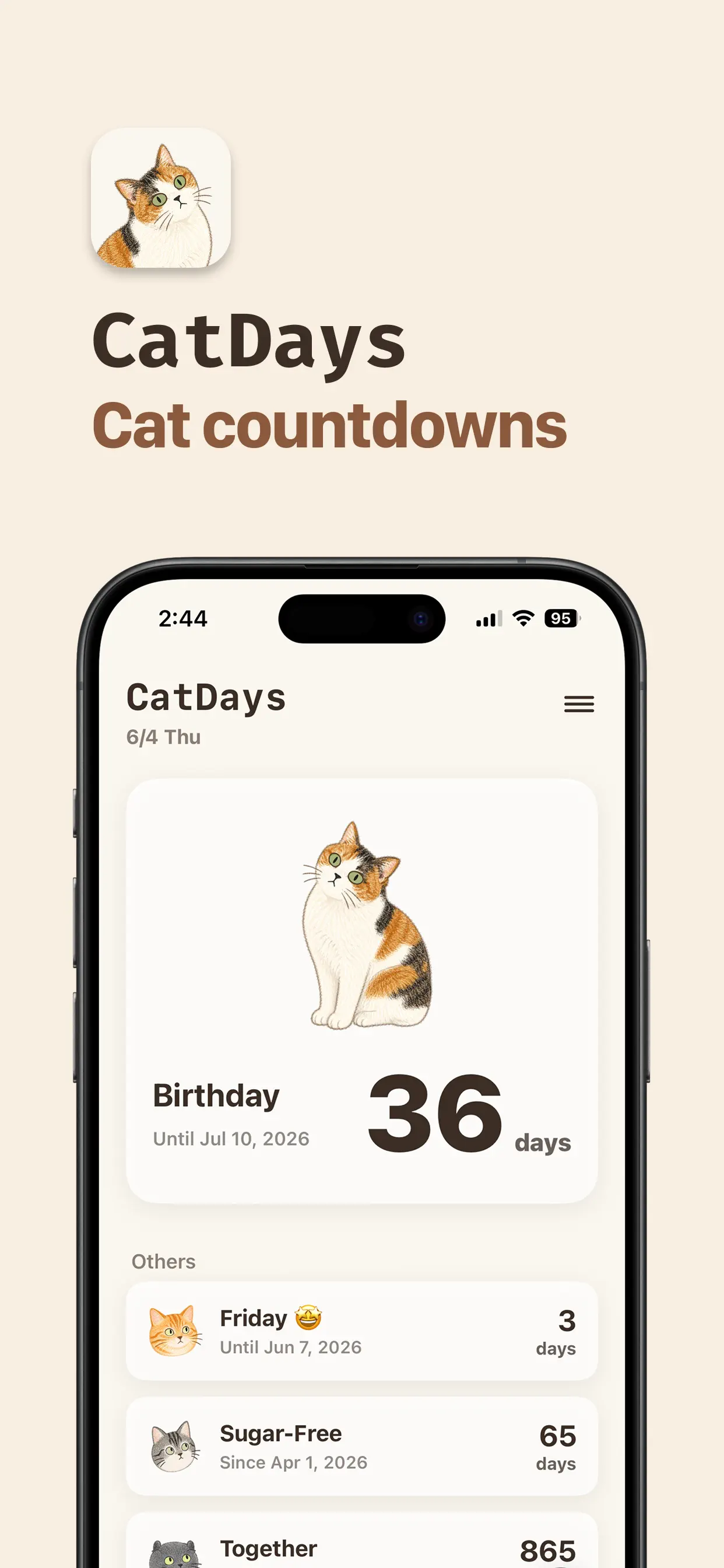 CatDays: Cat Countdown 스크린샷 1