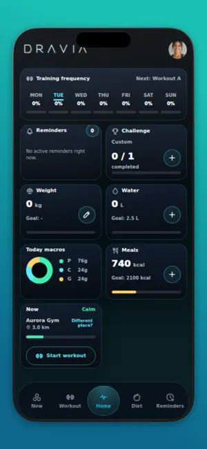 Dravia - PR & Workout App screenshot 1