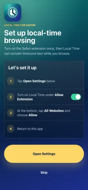 Local Time for Safari screenshot 1