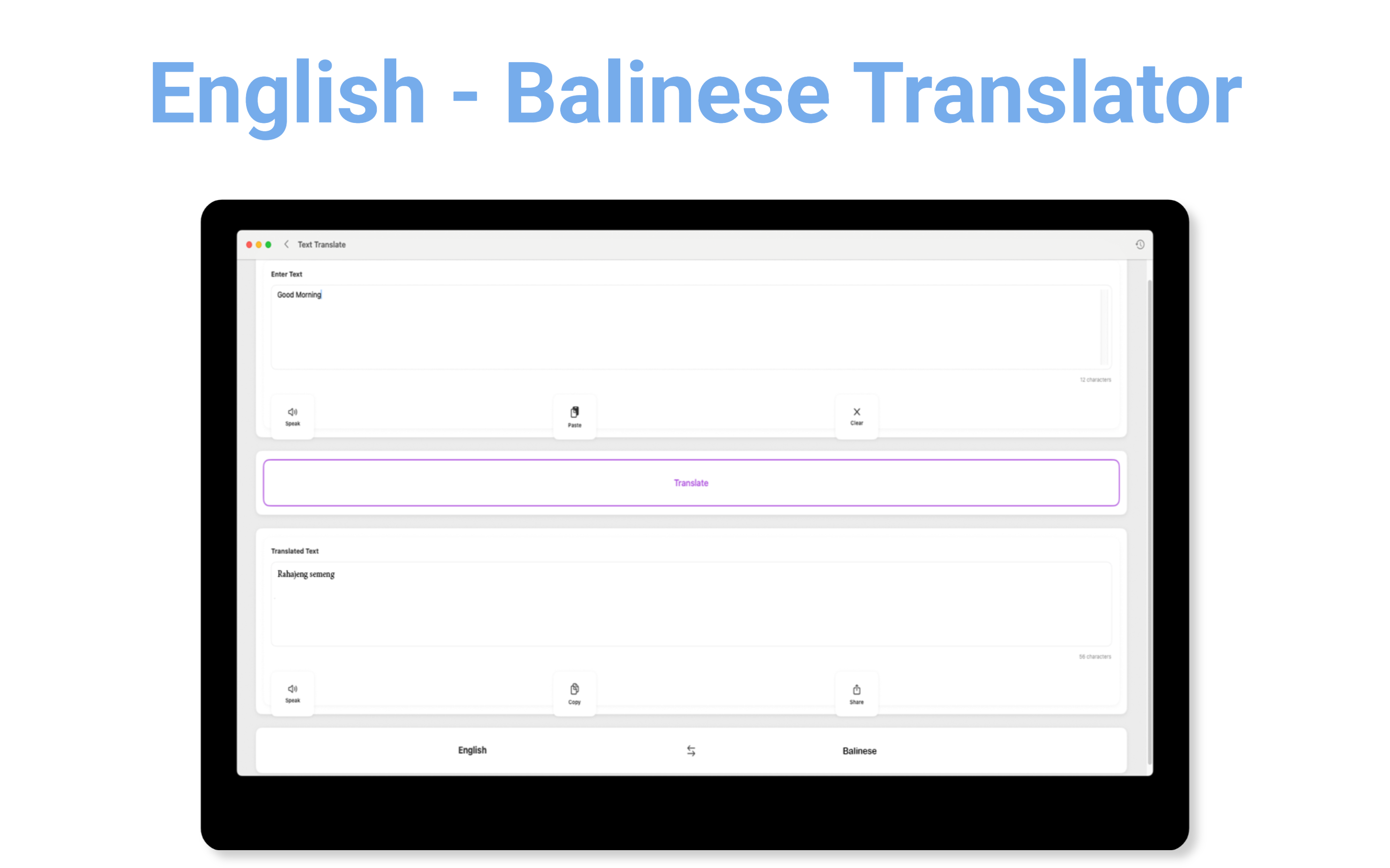 English - Balinese Translator