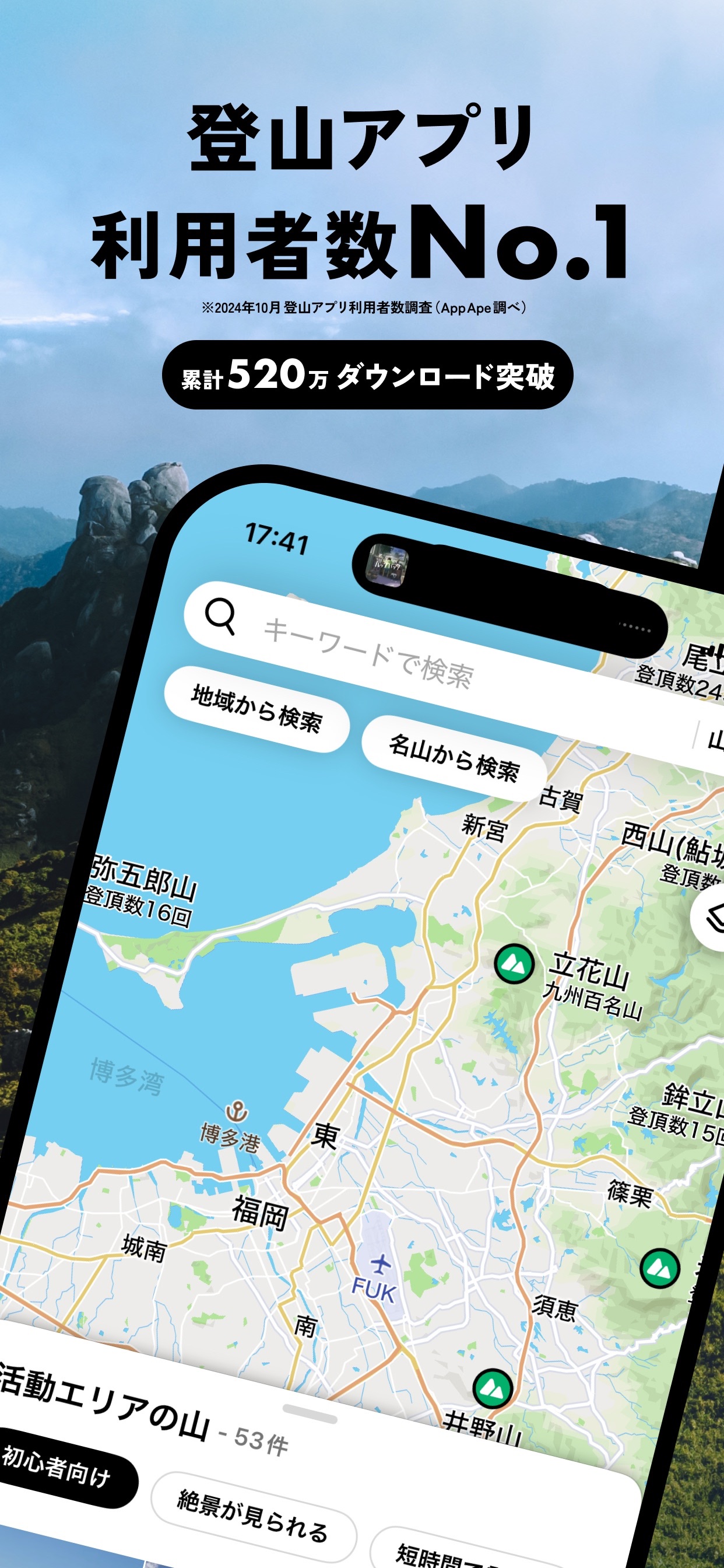登山アプリ
利用者数No.1