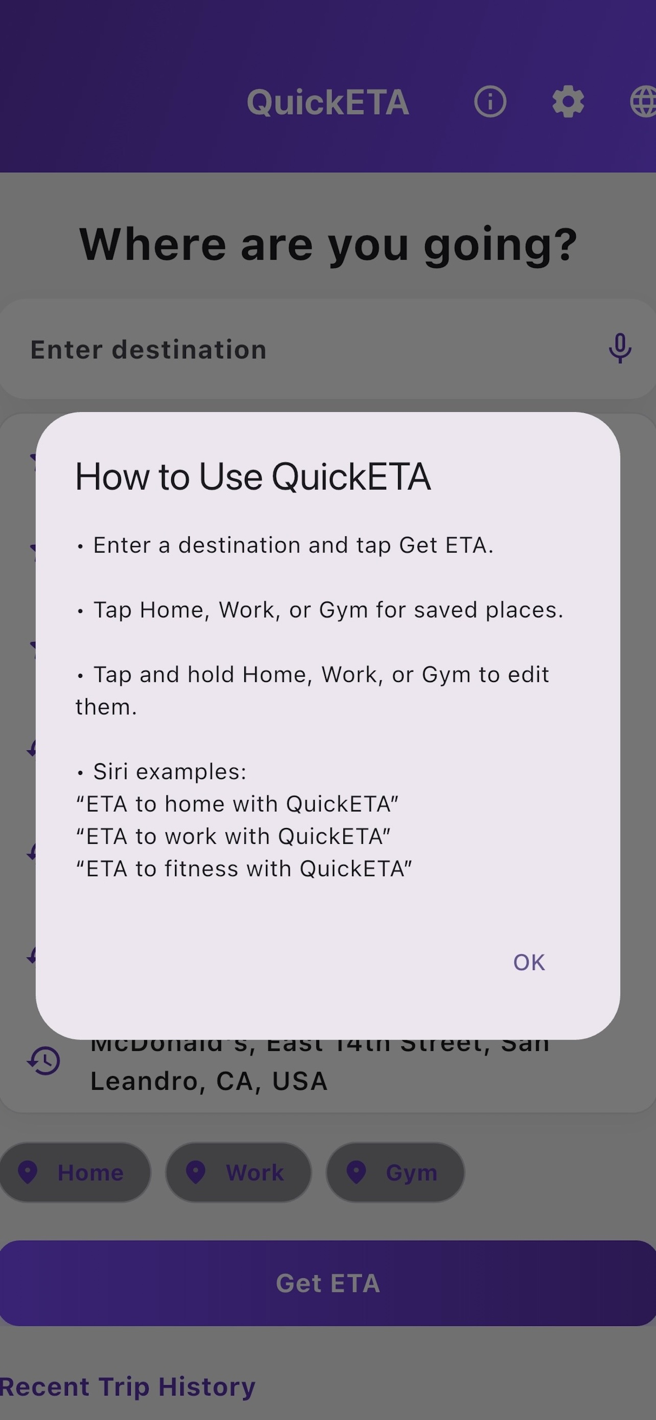 QuickETA App