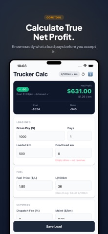 Trucker Calc – Profit Per Load iPhone screenshot