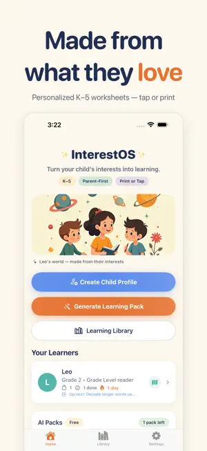 InterestOS: K–5 Worksheets screenshot 1