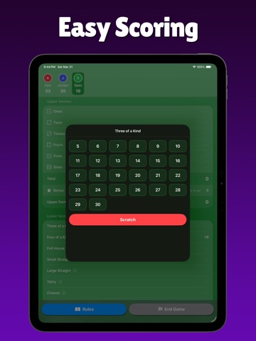 Yatzy Scorecard and Stats iPad screenshot