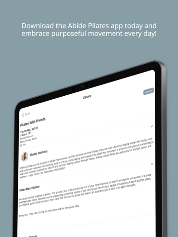 Abide Pilates iPad screenshot