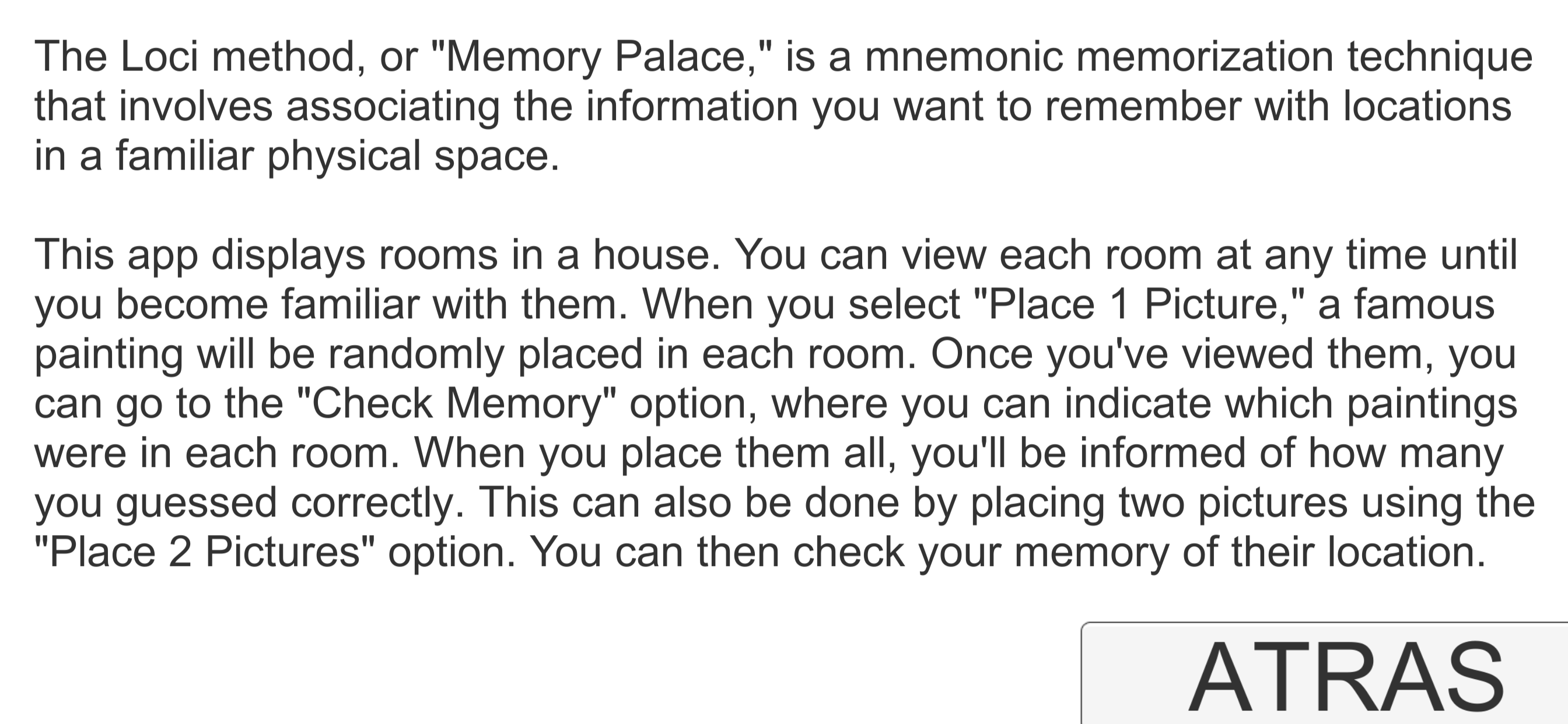 Memory Palace ASD