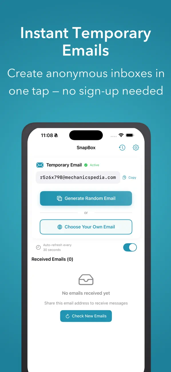 SnapBox Pro: Private Temp Mail Screenshot 1