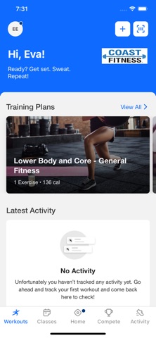 Coast Fitness. iPhone screenshot