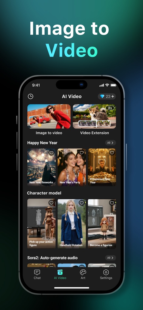 AI Asking&Writing-ChatArt - Explore the app's versatile 'Image to Video' capabilities and transform static images into engaging content with various 'Character model' options.