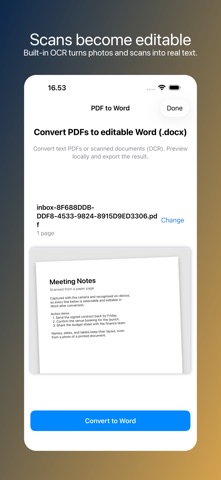 PDF to Word: Converter & OCR iPhone screenshot