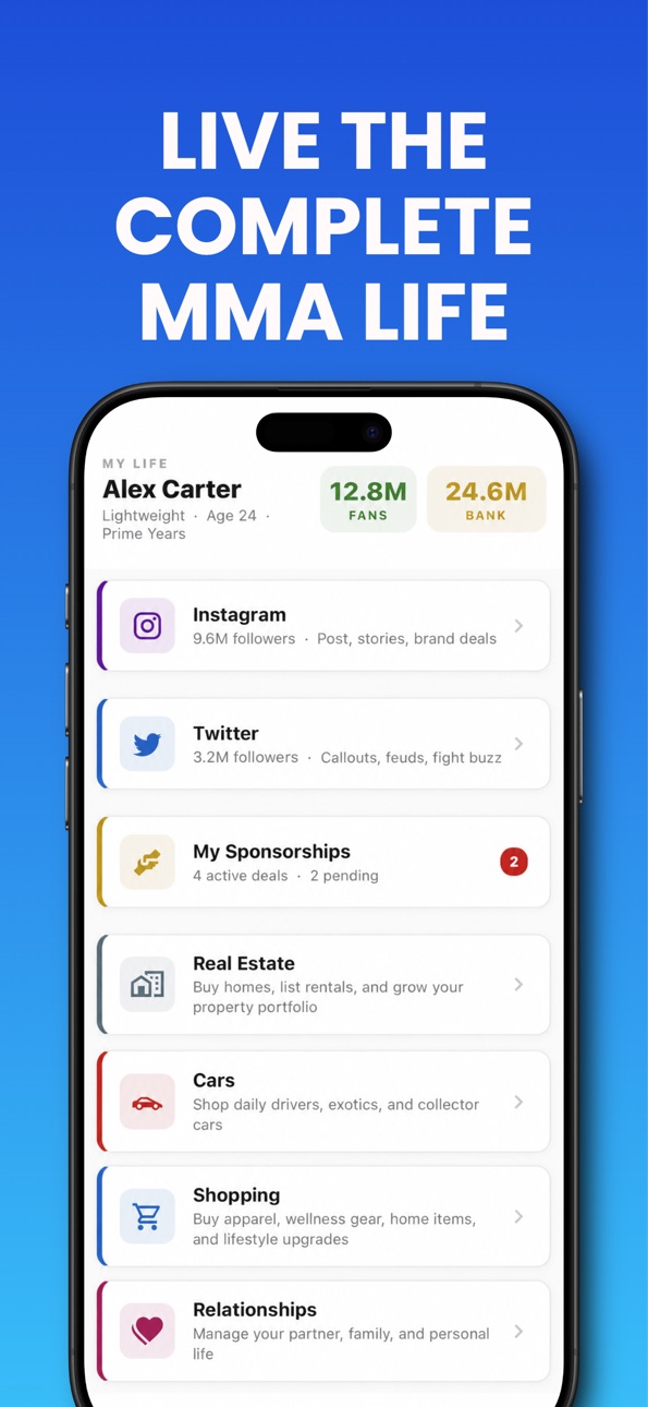 MMALife - MMA Life Simulator iOS Mod IPA screenshot 5 - iOS game interface
