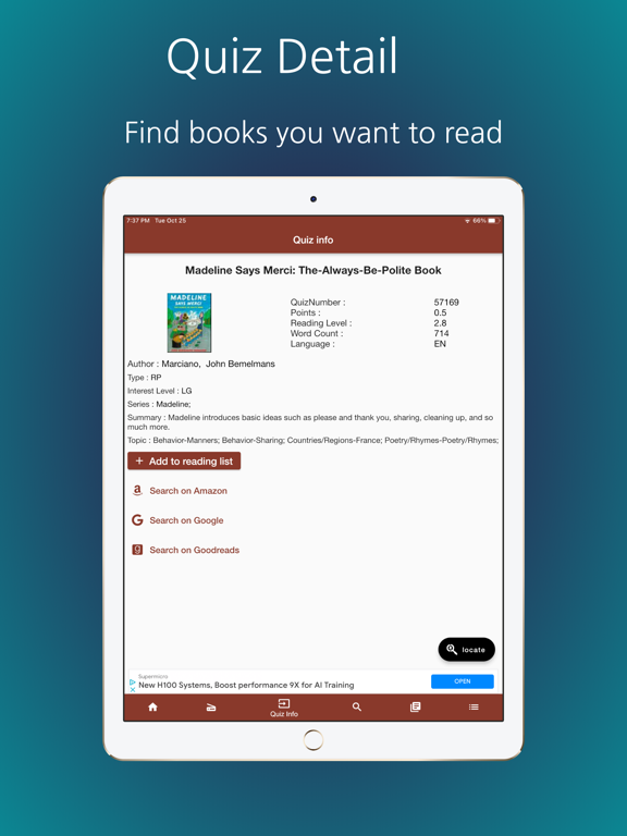 AR Reading List iPad screenshot 4 - Education app