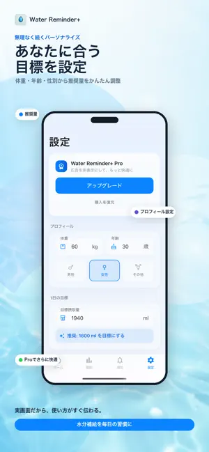 Water Reminder+ | 水分補給サポーター screenshot 2