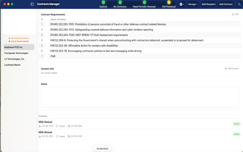 ContractsManager screenshot