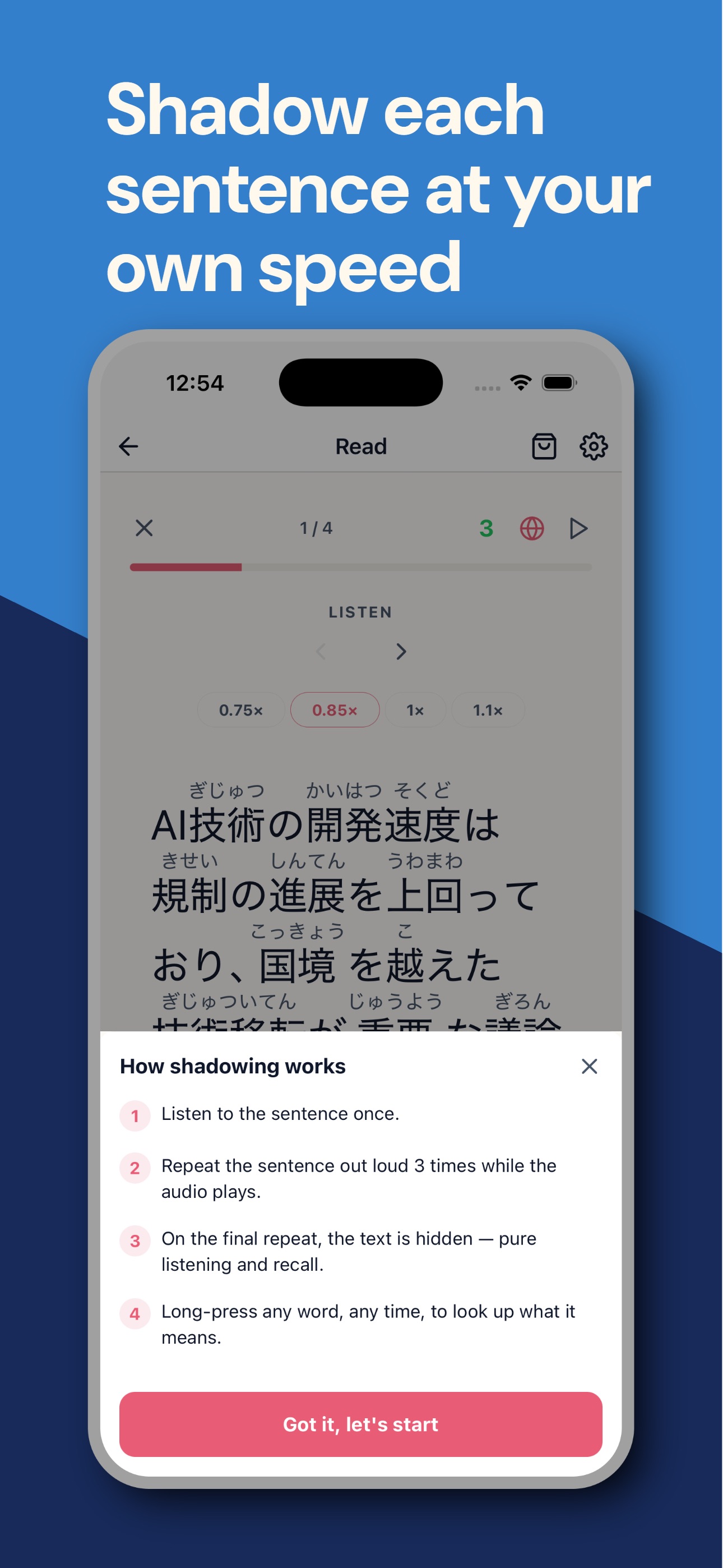 Screenshot 3 of YoMoo: Read & Shadow Japanese