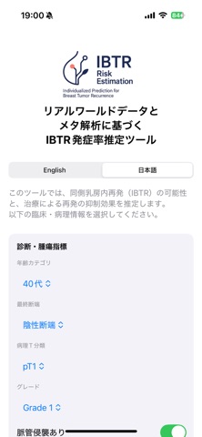 IBTR Risk Estimation のスクリーンショット