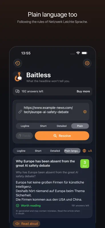 Baitless: Clickbait Decoder screenshot 3 of 5