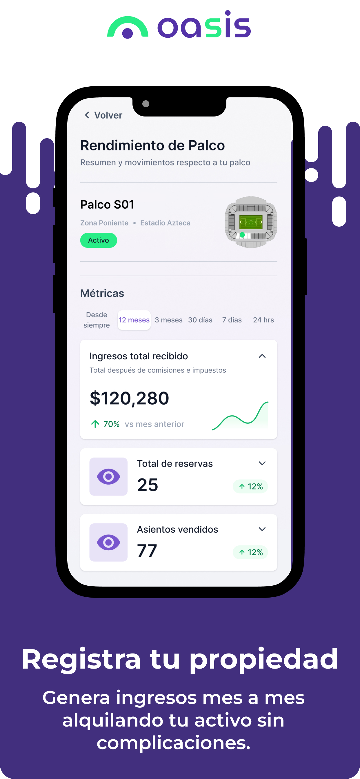 Oasis App: Renta de palcos