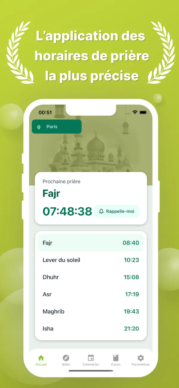 Screenshot #1 pour Heures de Prière:Heure l'Adhan