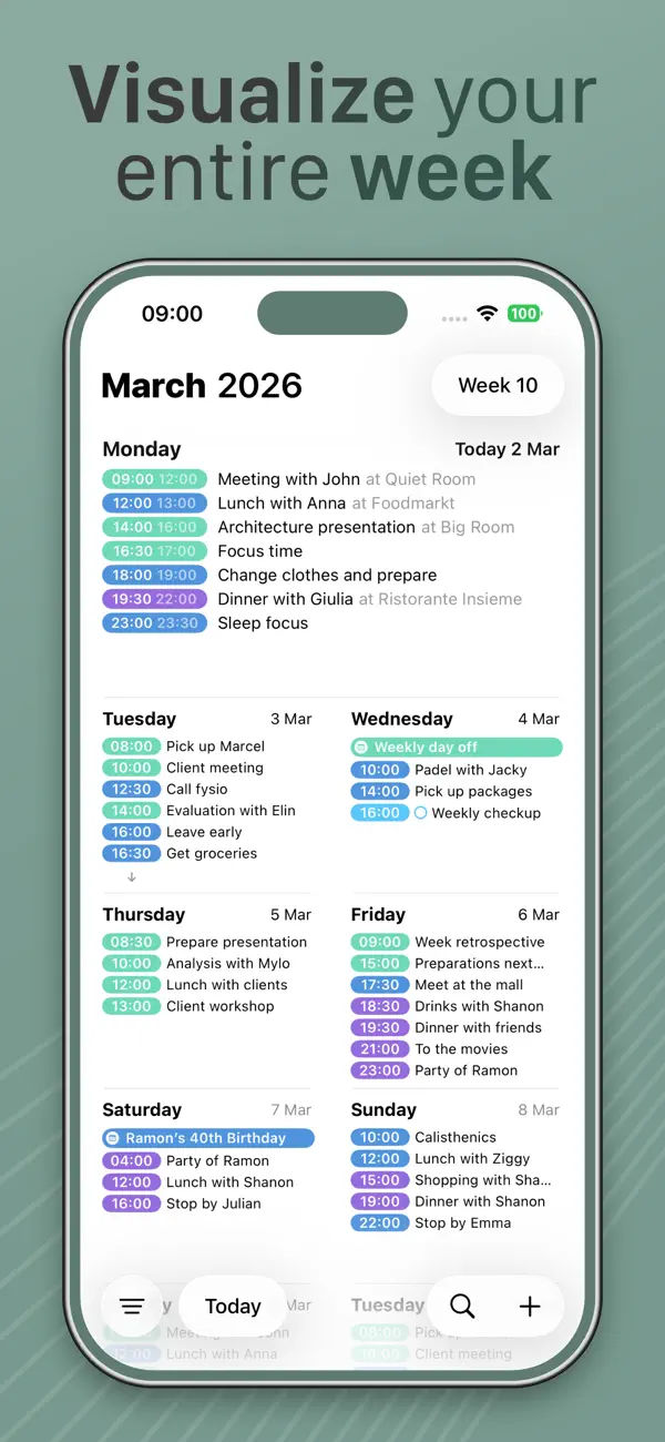Screenshot #1 pour Agendo Week Calendar