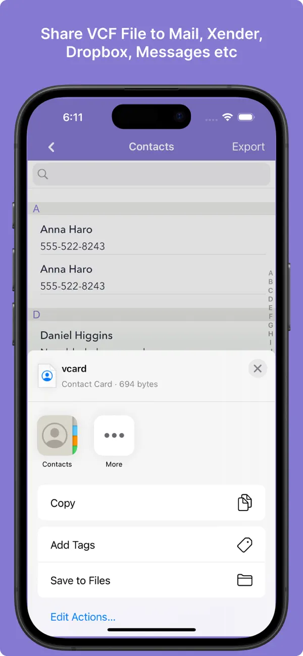Screenshot #2 pour Backup all contacts and export