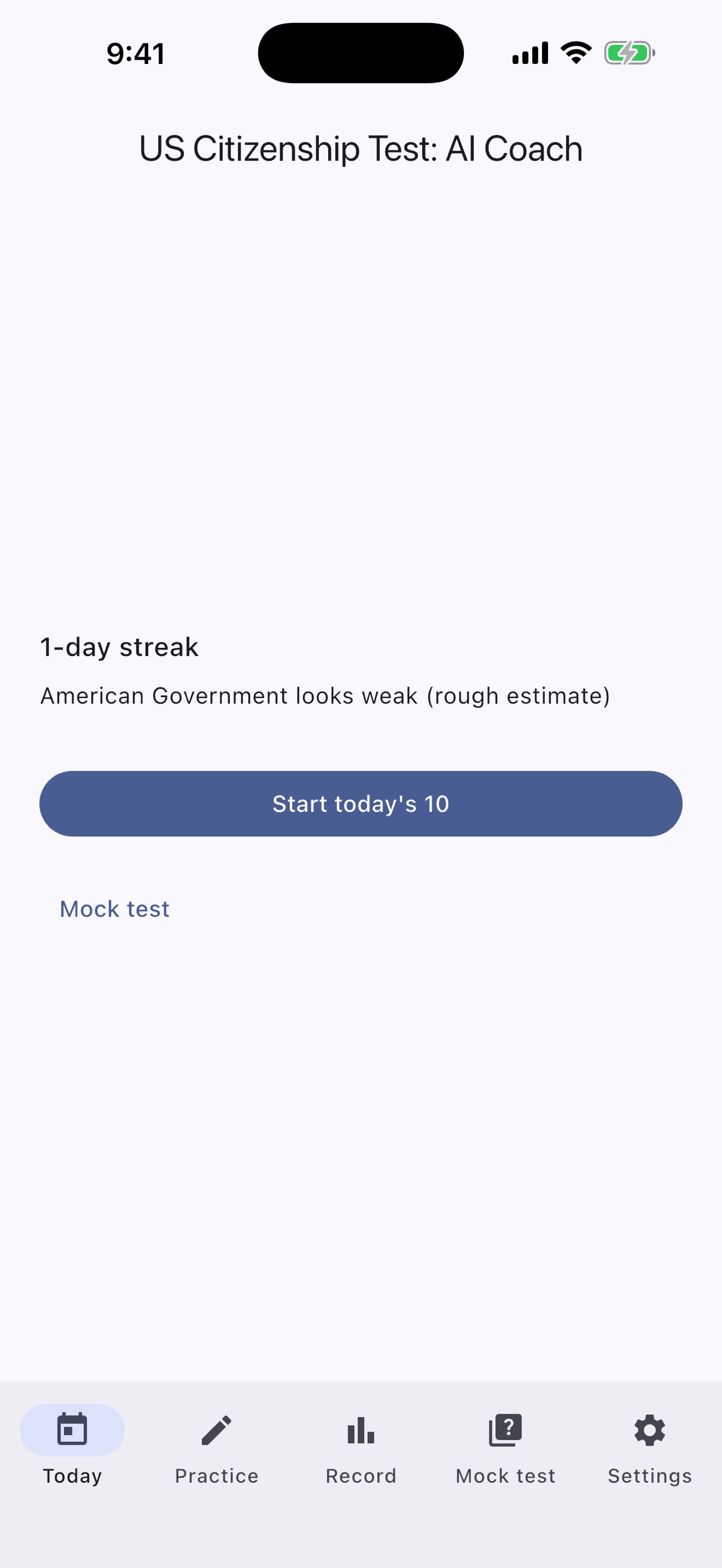 Screenshot 1 of US Citizenship Test: AI Coach