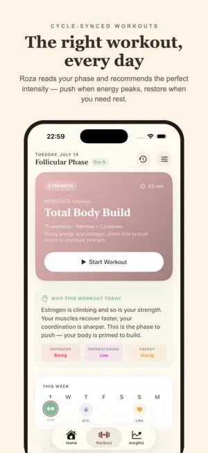 Roza: Cycle Sync Fitness screenshot 2