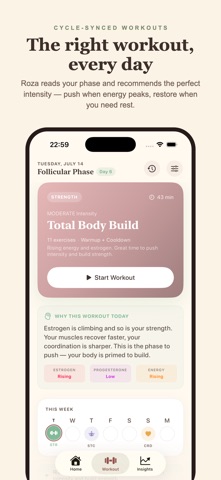 Roza: Cycle Sync Fitness screenshot
