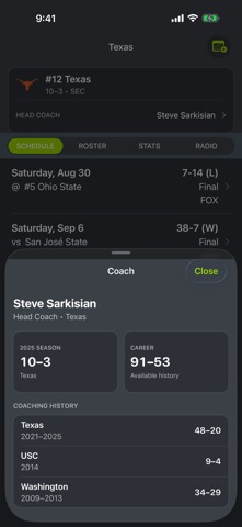 UT Texas Football iPhone screenshot