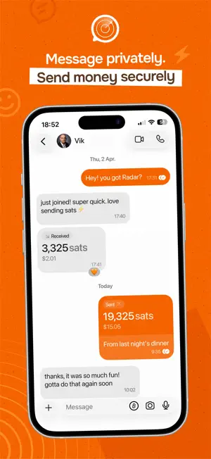 Radar: Chat & Bitcoin screenshot 1