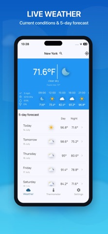 Indoor thermometer, Weather screenshot