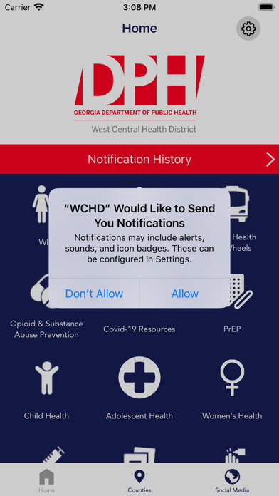 West Central Health District Screenshot