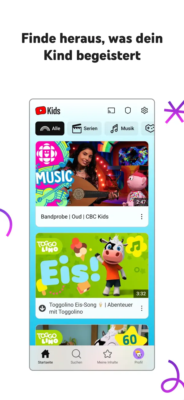 YouTube Kids iPhone App Screenshot 1 – Unterhaltung