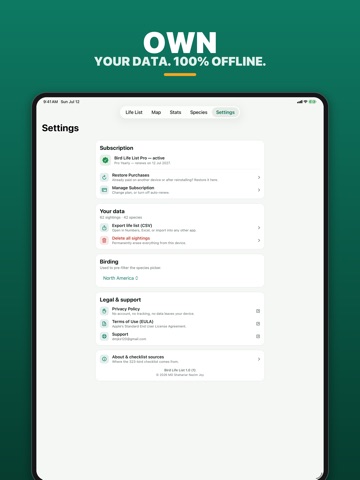 Bird Life List: Birding Log iPad screenshot