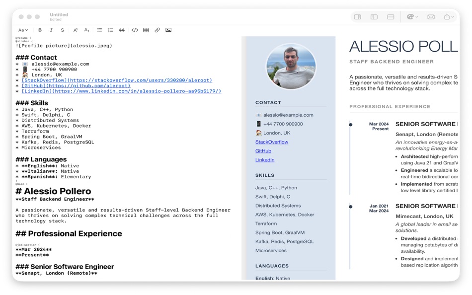 #1. MarkdownResume (macOS) Göre: Alessio Pollero