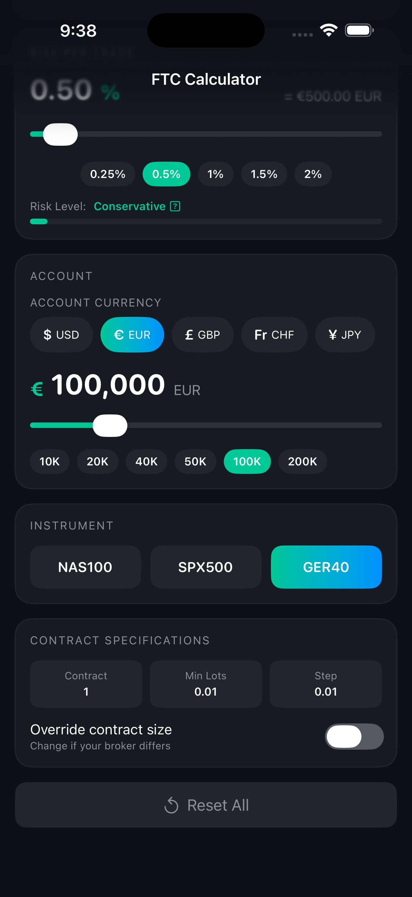 FTC Lot Size Calculator screenshot 4