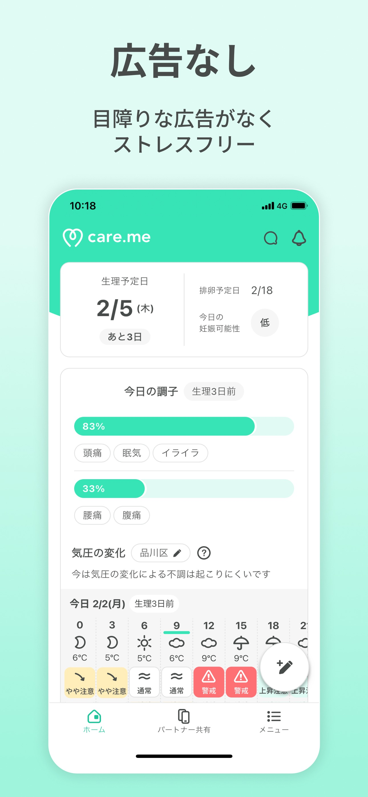生理・PMSの共有アプリ ケアミー