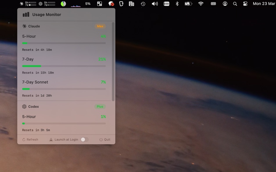 #1. TokenUsageMonitor (macOS) โดย: HongKee Moon