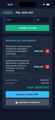 Presupuestos Pro screenshot