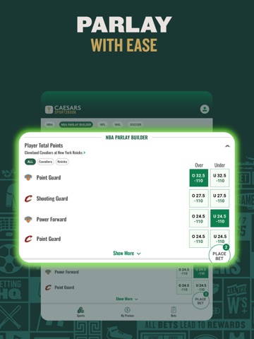 Caesars Sportsbook Mississippi iPad screenshot