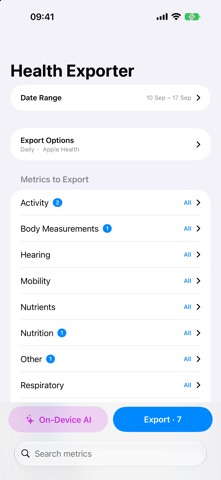 Health Exporter: CSV Backup Screenshot 1 of 5
