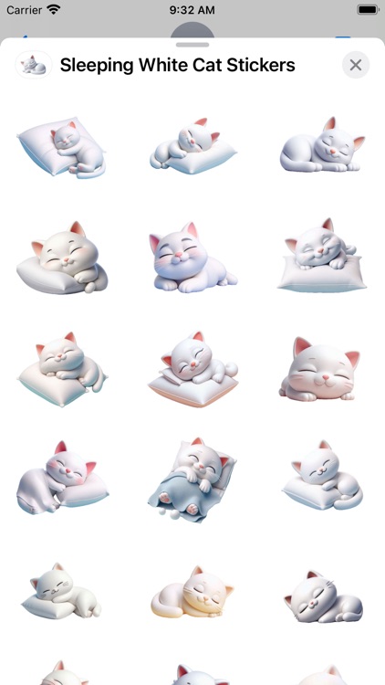 Sleeping White Cat Stickers