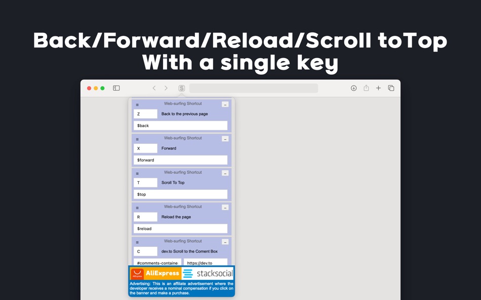 #3. ShortcutMoang Web Extension (macOS) Podle: Kyle KIM